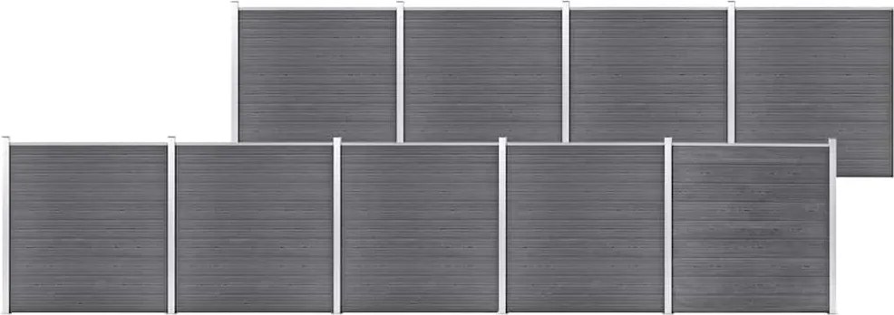 vidaXL Gard de grădină, gri, 1564 x 186 cm, WPC