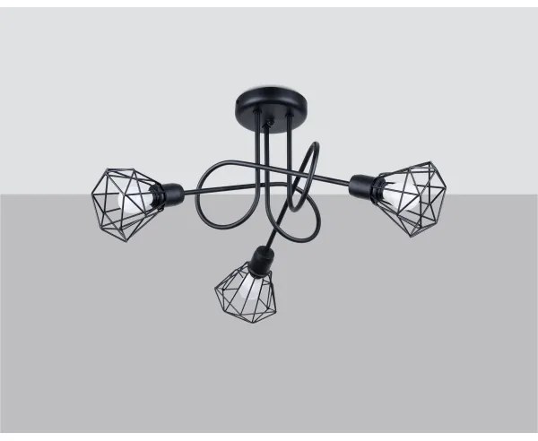 Lustră pe tijă ARTEMIS 3xE14/40W/230V neagră Sollux SL.1109