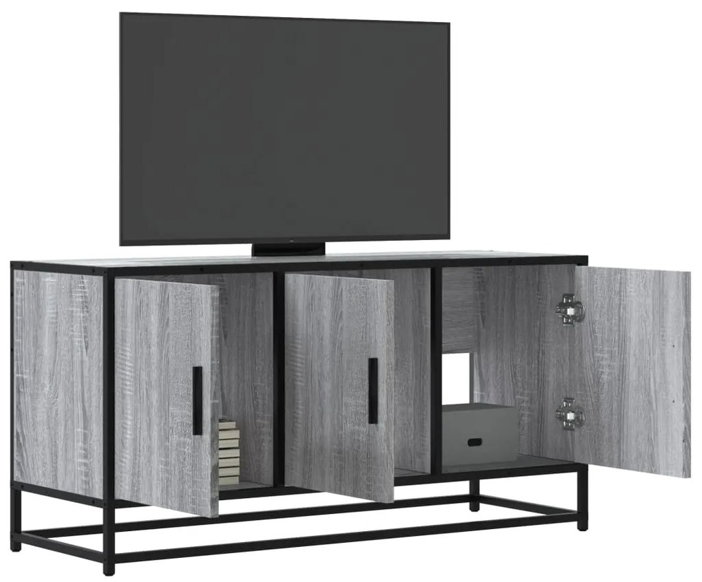 vidaXL Dulap TV gri sonoma, 100x35x50 cm lemn prelucrat și metal