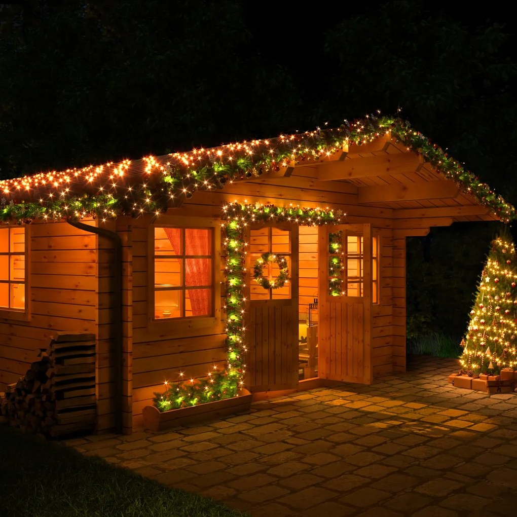 Ghirlandă de Crăciun ANDREA cu iluminare, decorată, 5m, verde Jurhan