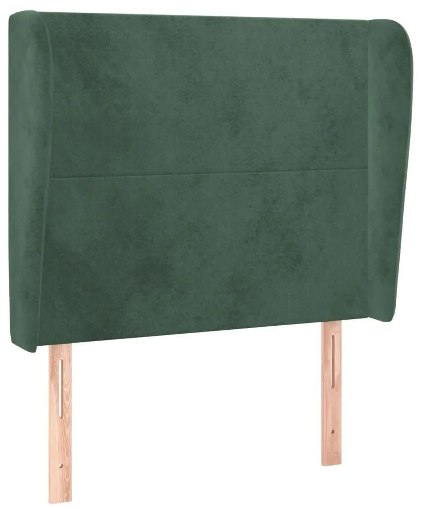Tablie pat cu aripioare verde inchis 83x23x118 128 cm catifea 1, Verde inchis, 83 x 23 x 118 128 cm