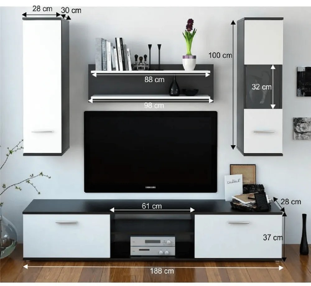 Mobilier living Waldron (negru + alb). 809004