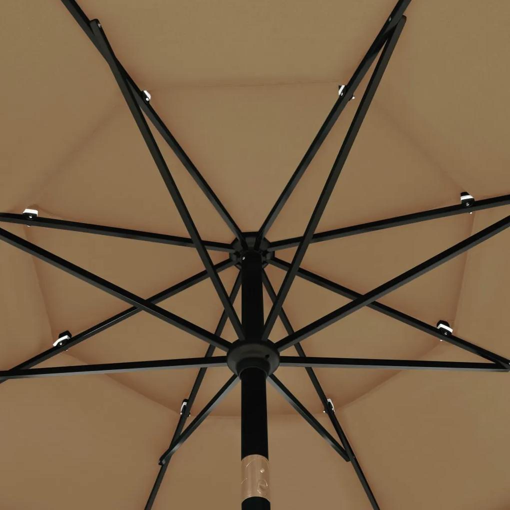 Umbrela de soare 3 niveluri, stalp aluminiu, gri taupe, 3,5 m Gri taupe, 3.5 m