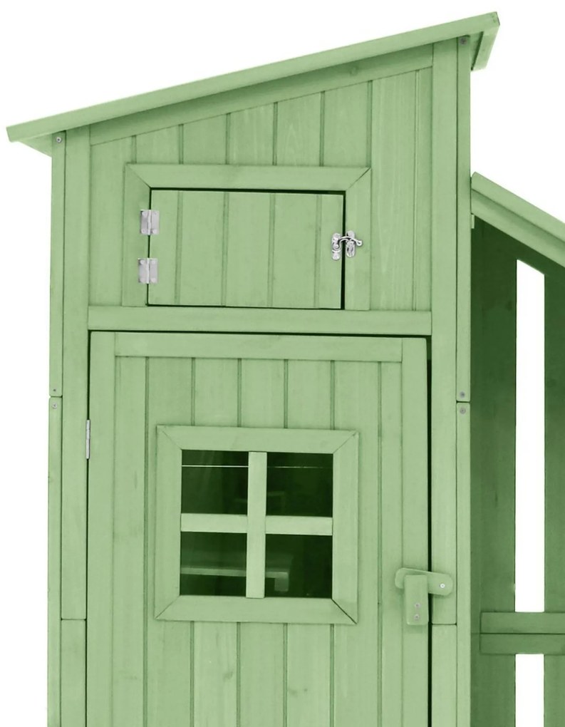 Dulap de grădină cu 2 rafturi, magazie de unelte cu spațiu mare de depozitare, 124 × 46 × 174 cm, Verde