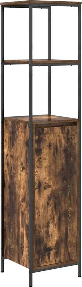 vidaXL Dulap de baie cu rafturi stejar afumat 36x35x165 cm
