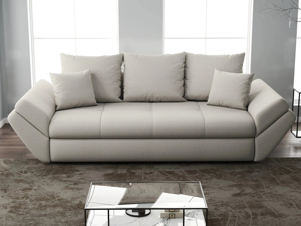 Canapea extensibilă dumonde cu ladă de depozitare si sezut confortabil din spuma high-density, Loana Enjoy Bej 250x100 cm