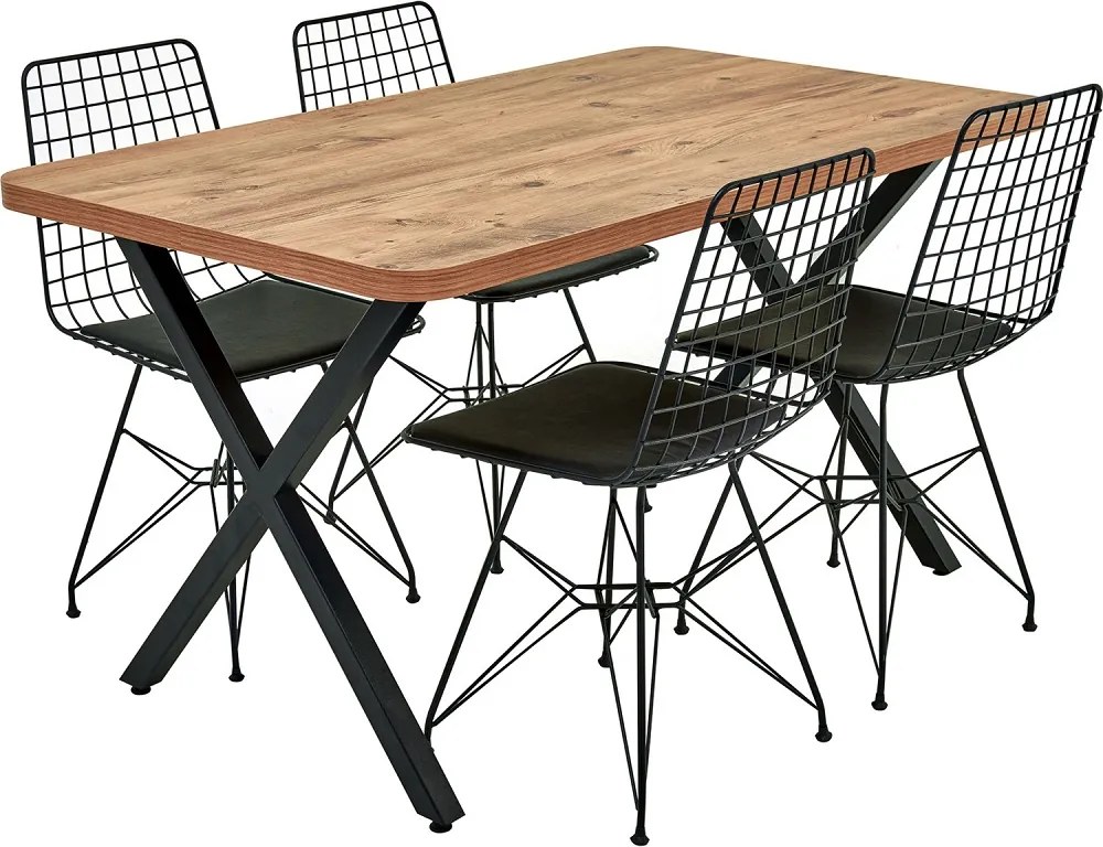 Masa bucatarie texturata, nuc-negru,120x70x75 cm,60124