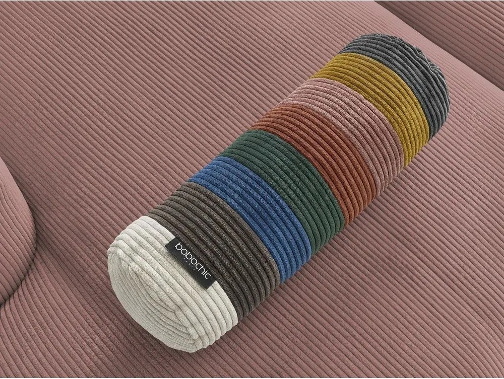 Colțar roz cu tapițerie din catifea reiată Belair – Bobochic Paris