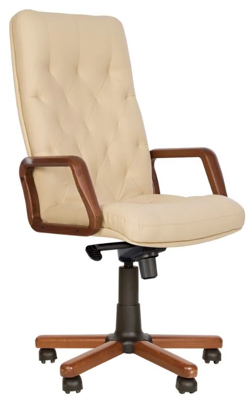 Scaun directorial Cuba Extra, mecanism Multiblock, bej, piele naturala