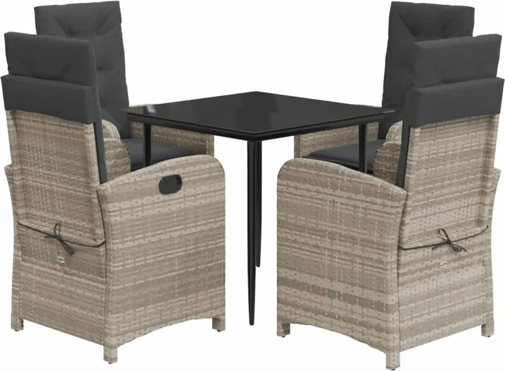 vidaXL Set mobilier de grădină cu perne, 5 piese gri deschis poliratan