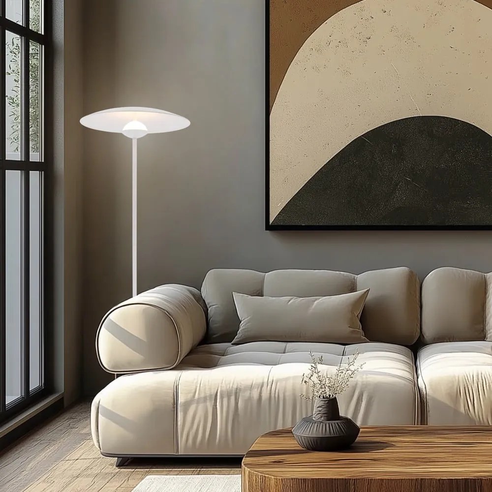 Lampadar alb LED cu abajur din metal (înălțime 140 cm) Lund – Candellux Lighting