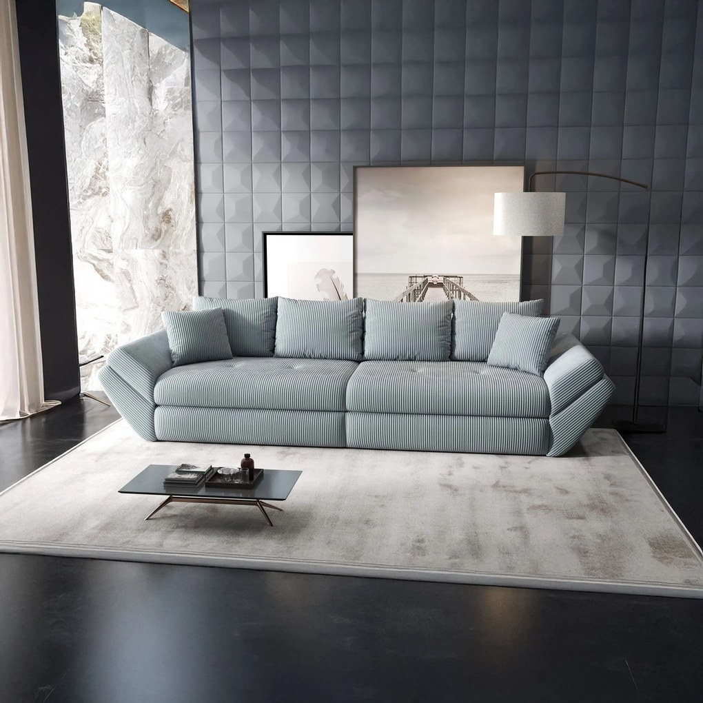 Canapea extensibilă dumonde cu ladă de depozitare si sezut confortabil din spuma high-density, Loana Zoom Gri 300x100 cm