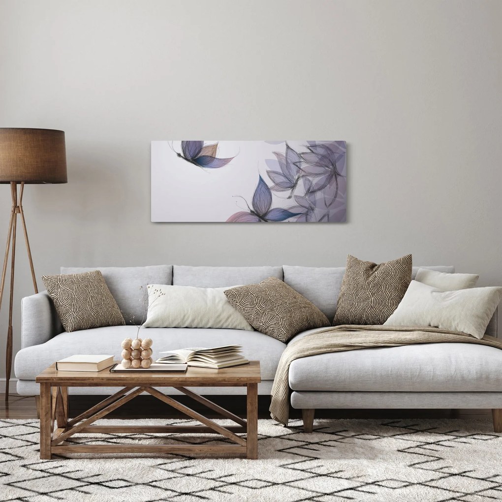 Tablou - Fluturi desenați (120x50 cm)