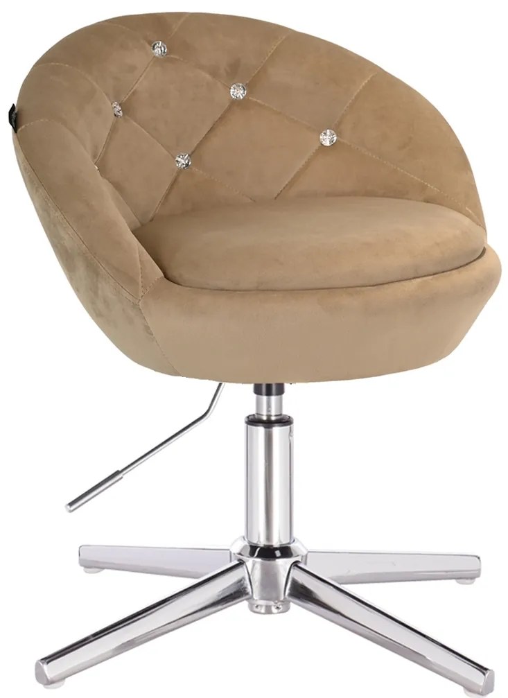 HR948CROSS Scaun Latte din Catifea cu Bază Cromata