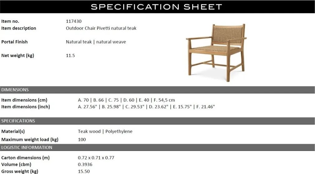 Fotoliu pentru exterior, design LUX, Pivetti