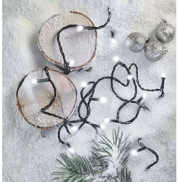 Ghirlandă LED pentru exterior, 180 LED, 8 moduri, 23 m, IP44, alb rece