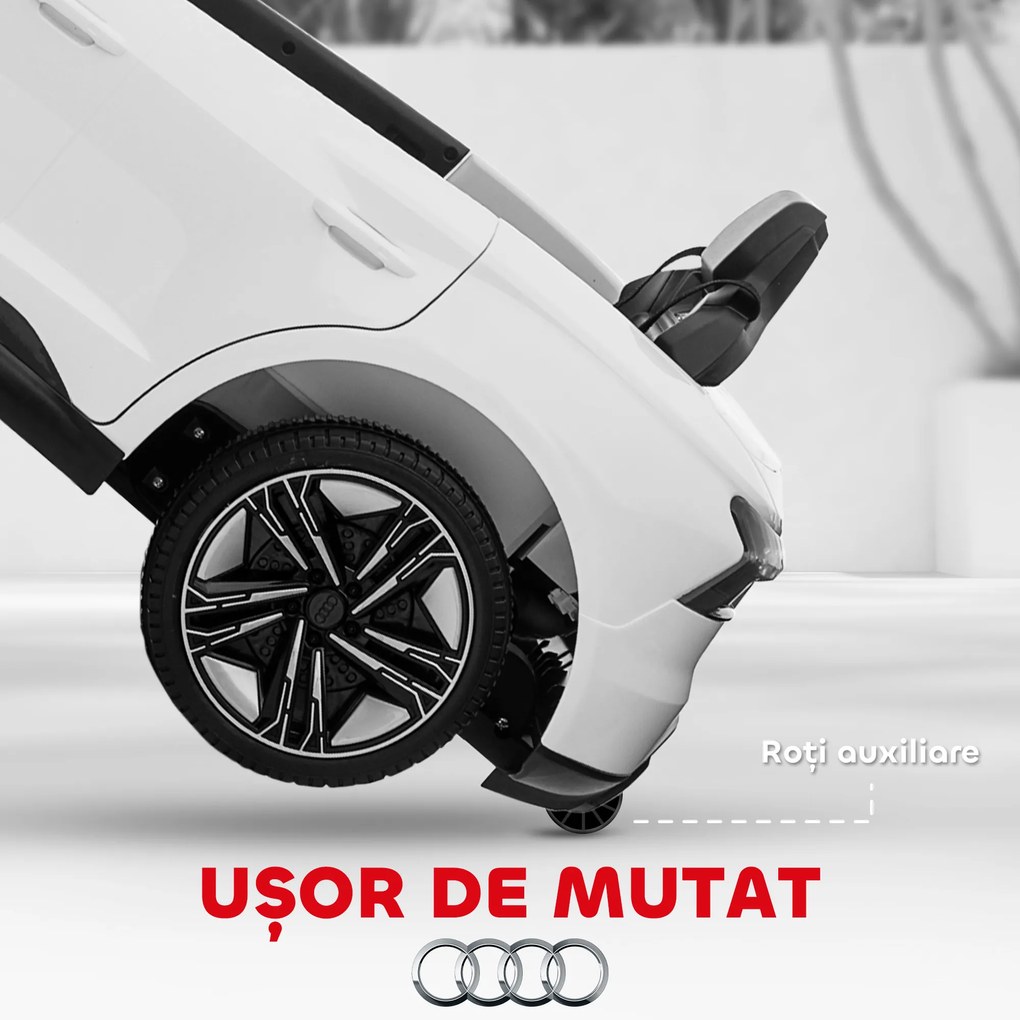 HOMCOM Mașină Electrică pentru Copii cu Motor Dublu, Centură de Siguranță, Telecomandă și Claxon, 103x58x41 cm, Alb | Aosom Romania