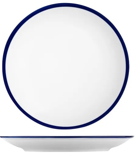 Set de veselă din porțelan, 24 piese, alb/albastru