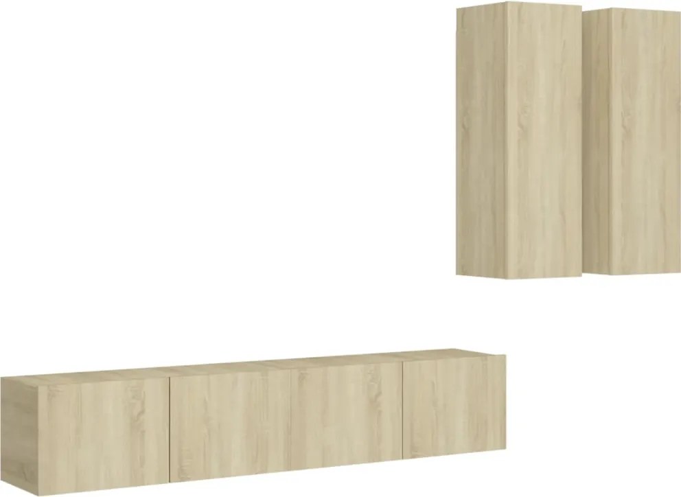 vidaXL Set de dulapuri TV, 4 piese, stejar sonoma, lemn prelucrat