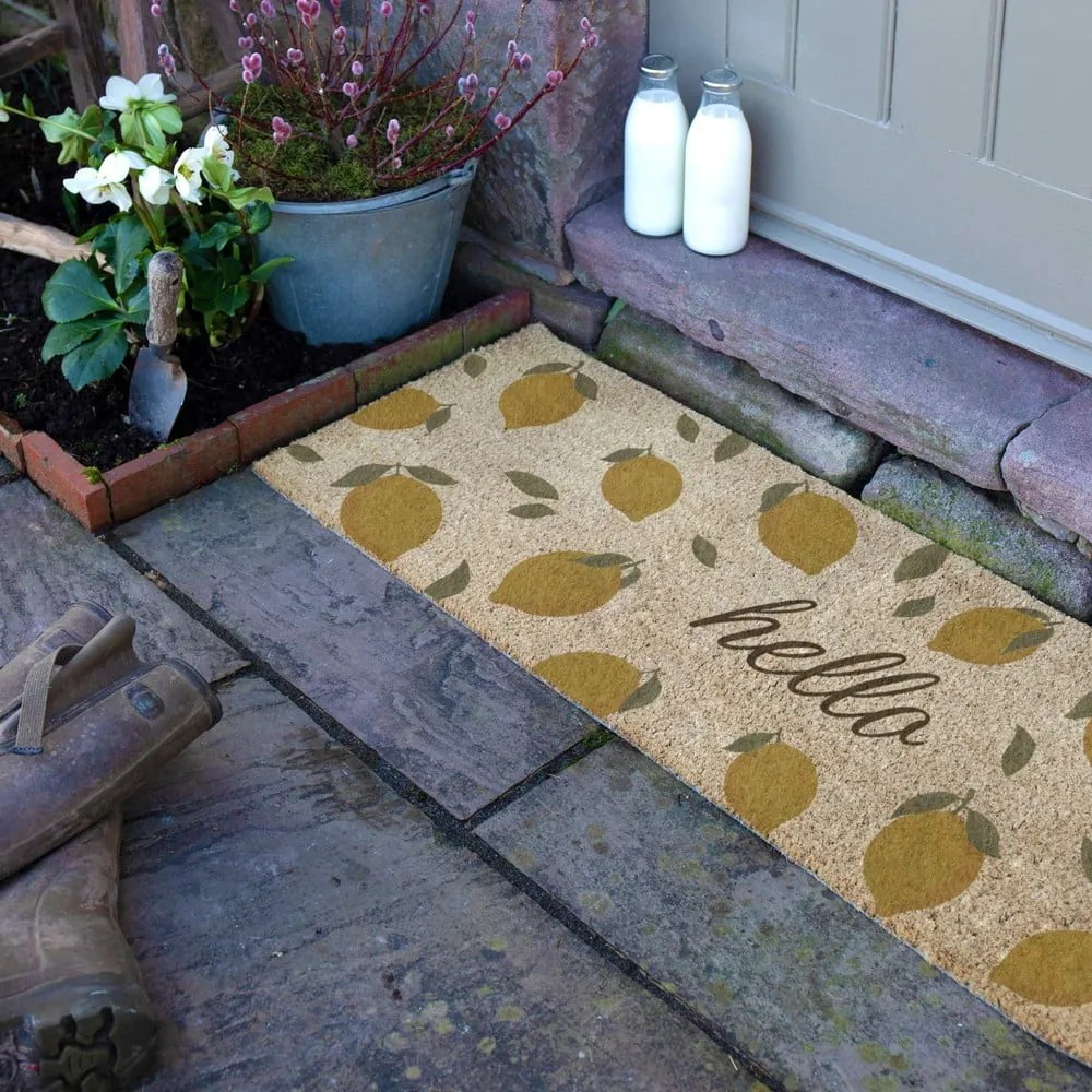 Covoraș de intrare din fibre de nucă de cocos 40x120 cm Hello Lemons – Artsy Doormats