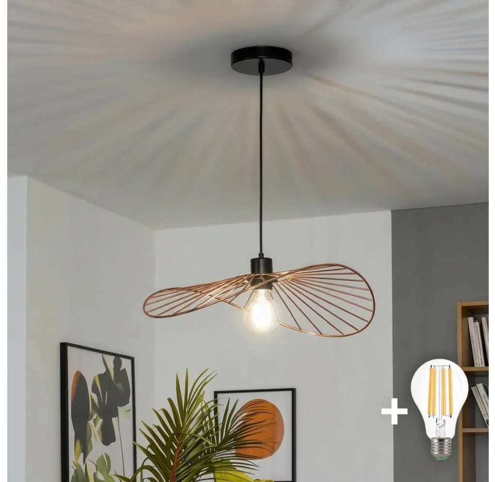 Brilagi - Lustră LED CERIA WIRE, suspendată pe cablu, 1xE27/40W/230V, 40x56 cm, bronz