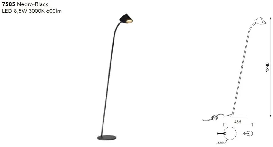 Lampadar LED design modern CAPUCCINA negru