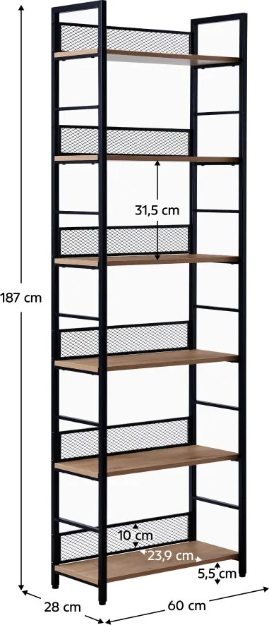 Raft, negru/stejar, KELER TIP 3