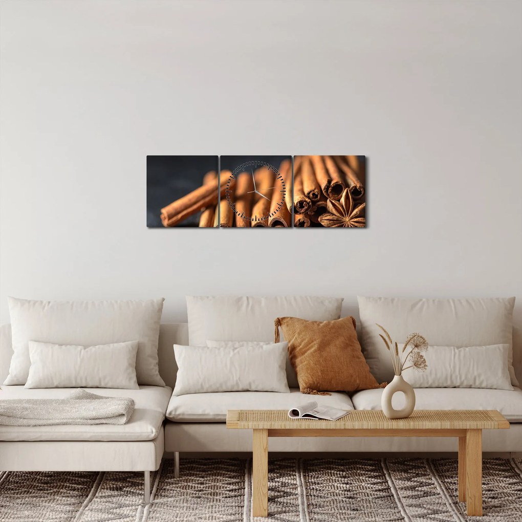 Tablou cu scorțișoară (cu ceas) (90x30 cm)