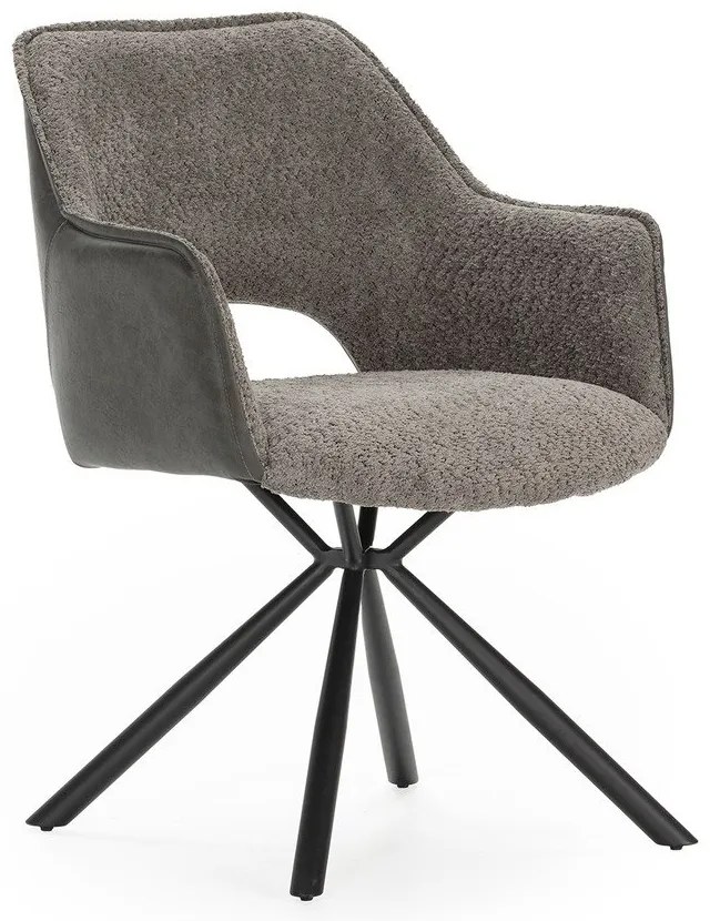 Set de scaune de sufragerie gri cu cotiere 2 buc. tapițat Mariel – Marckeric