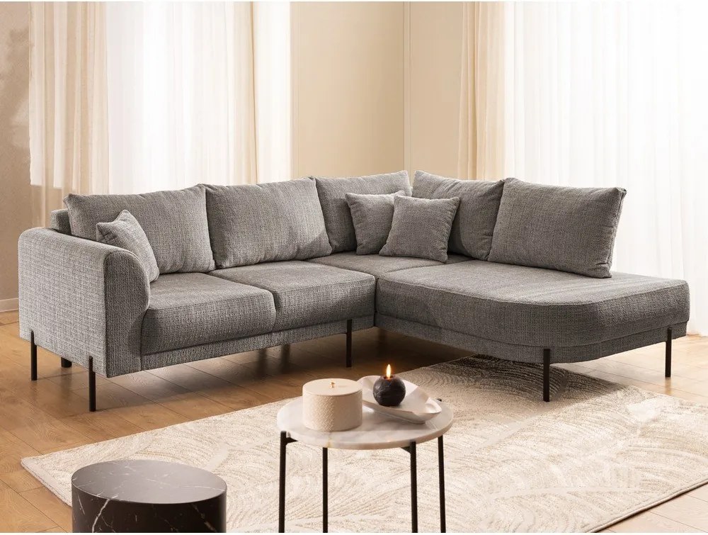 Colțar taupe cu tapițerie din chenille (cu colț pe partea dreaptă/în formă de ”L”) Mauris – Ropez