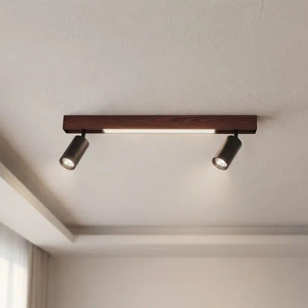 Brilagi - Spot LED SELE 2xGU10/30W/230V + LED/15W negru/decor stejar