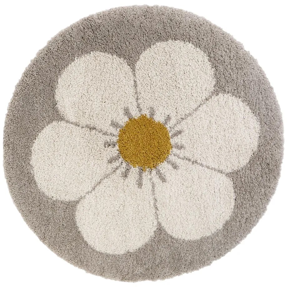 Covor pentru copii gri deschis/crem ø 120 cm Bohemian Daisy – Nattiot