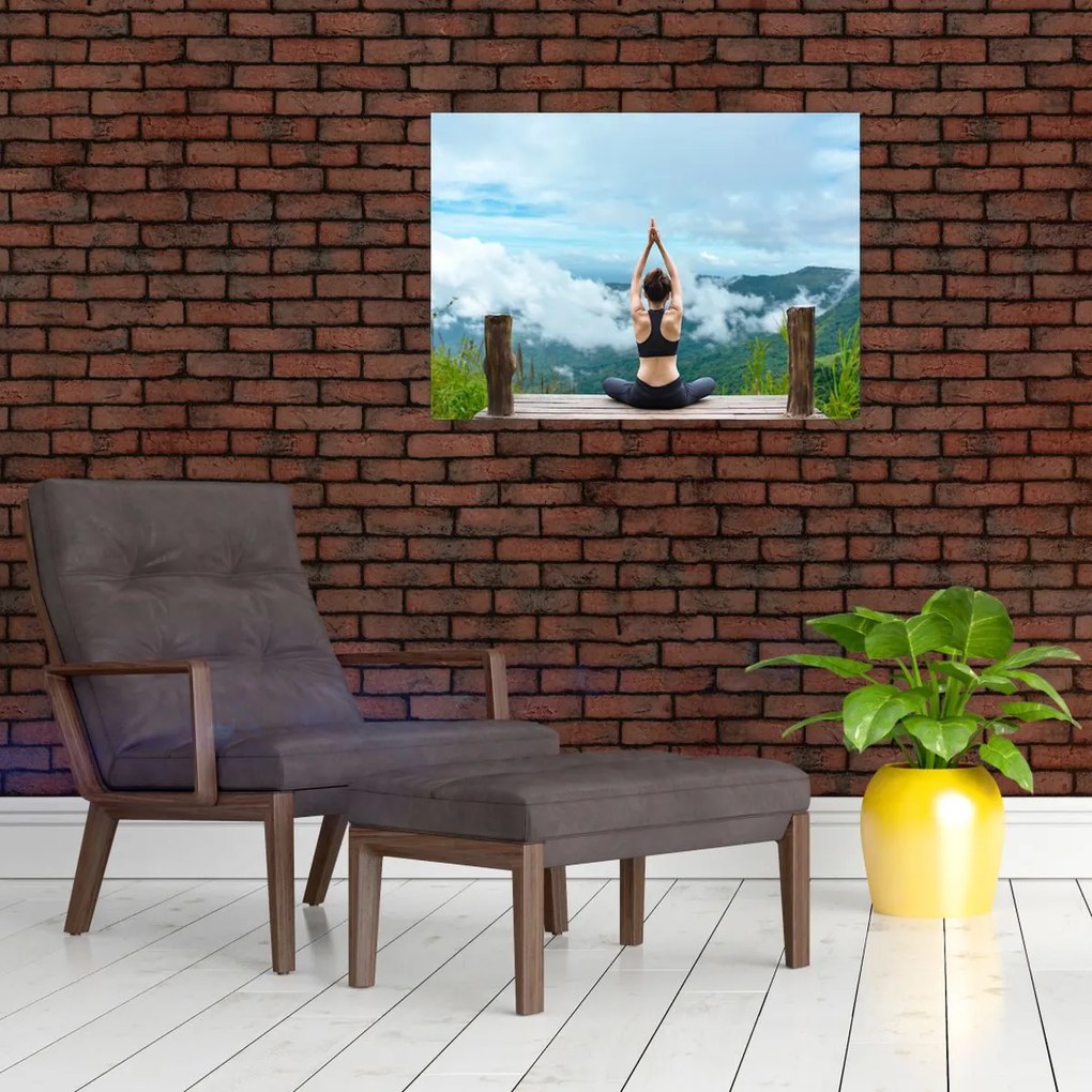 Tablou pe sticlă - Yoga (70x50 cm)