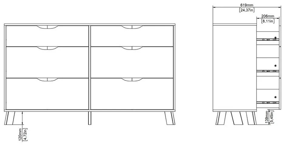 Comodă albă-în culoare naturală cu aspect de lemn de stejar 156x92x40 cm Ikast – Tvilum