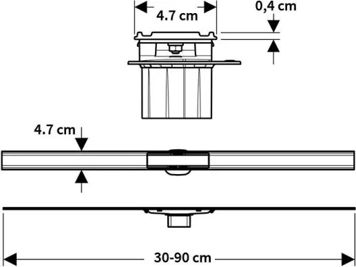 Geberit 154.458.00.1 - Rigolă de scurgere lineară CleanLine, 90 x 4,7 cm, inox