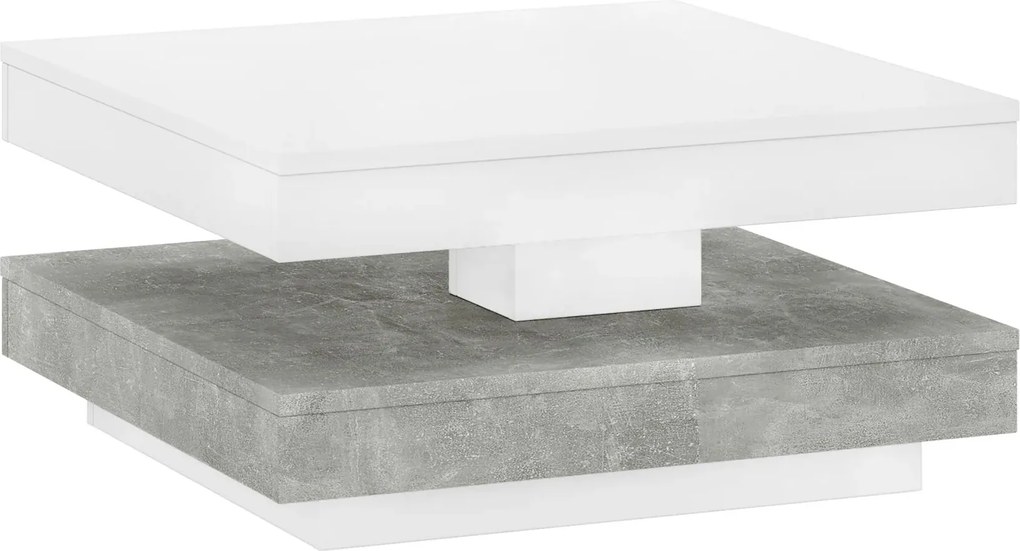 Masuta cafea MANDY, alb/gri beton, 70x70x34 cm