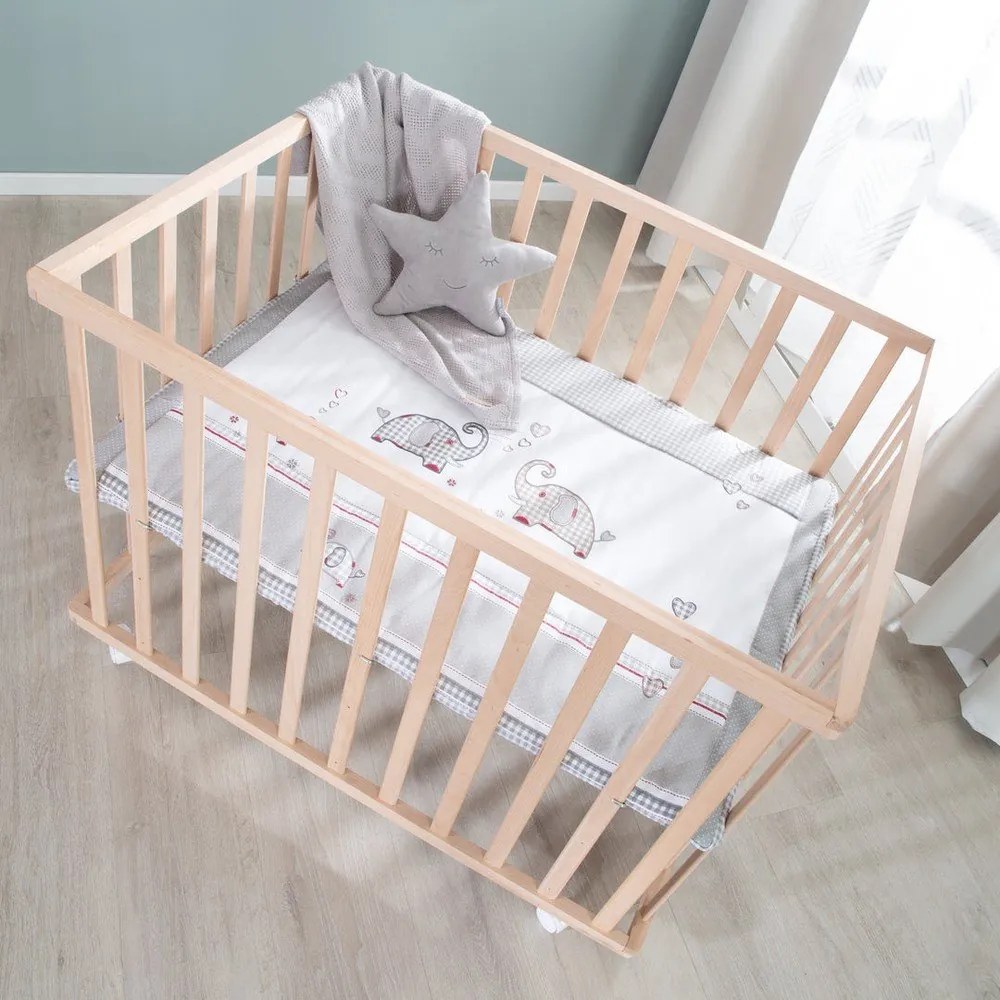 Țarc pentru copii în culoare naturală cu roți 100x75 cm Jumbo Twins – Roba