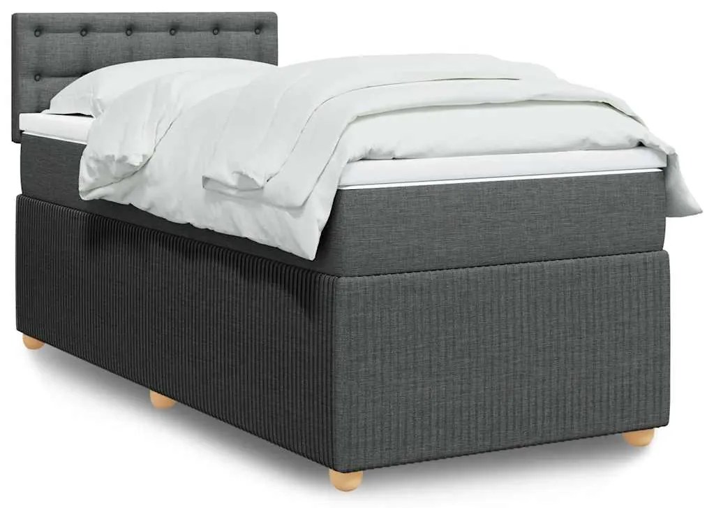 vidaXL Pat box spring cu saltea, gri închis, 80x200 cm, textil