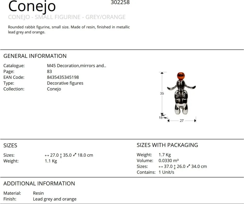 Figurina decorativa Conejo S