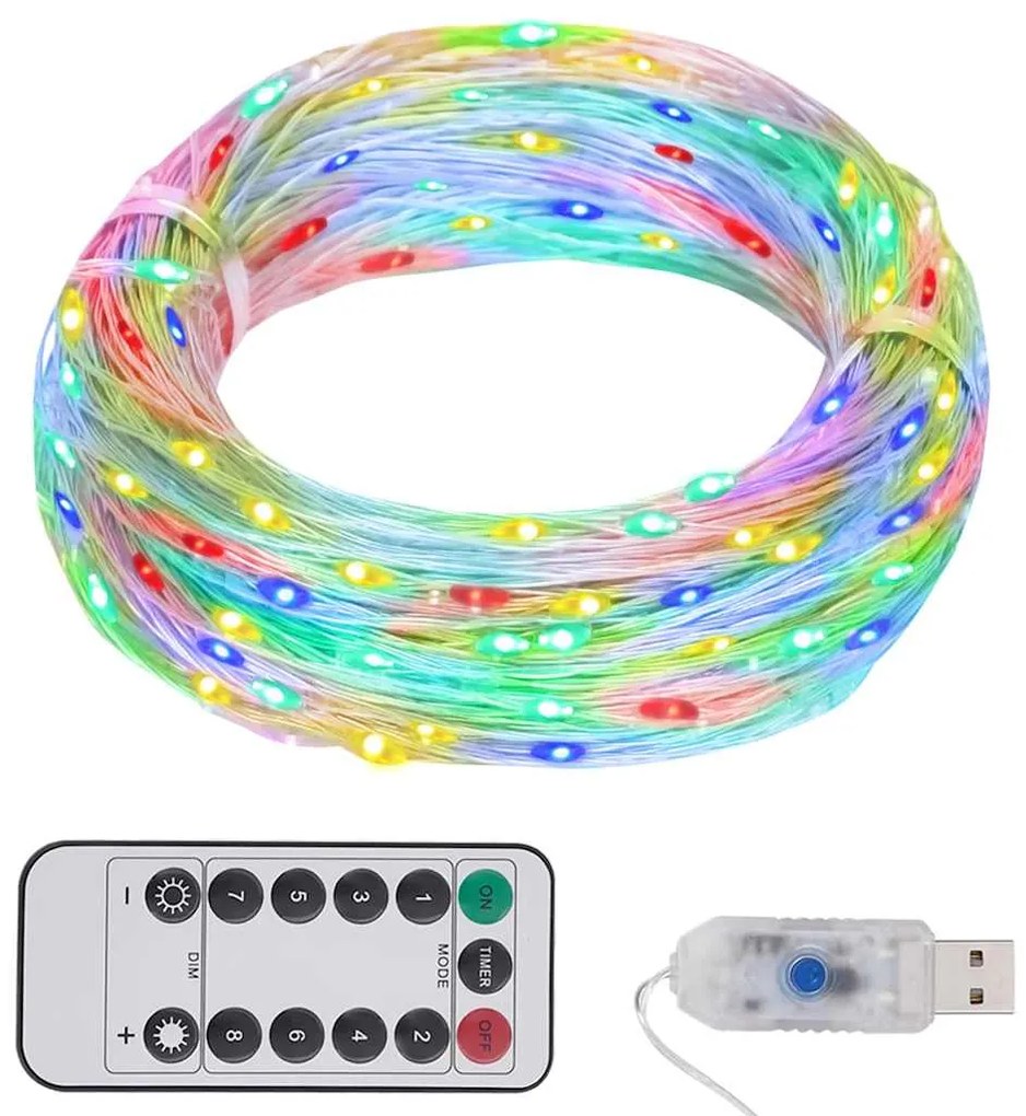 vidaXL Instalaţie cu 300 LED-uri, multicolor, 30 m