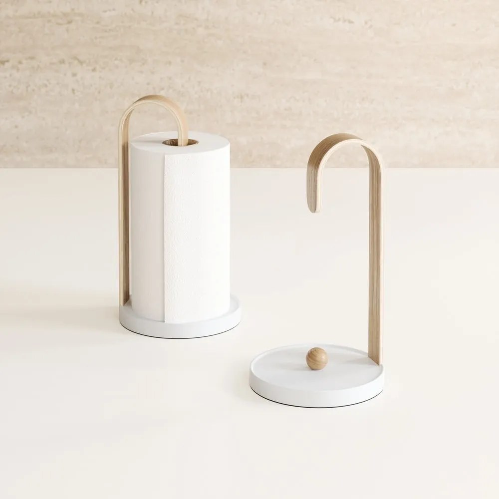 Suport vertical pentru prosoape de bucătărie din hârtie alb din lemn ø 17 cm Bellwood – Umbra