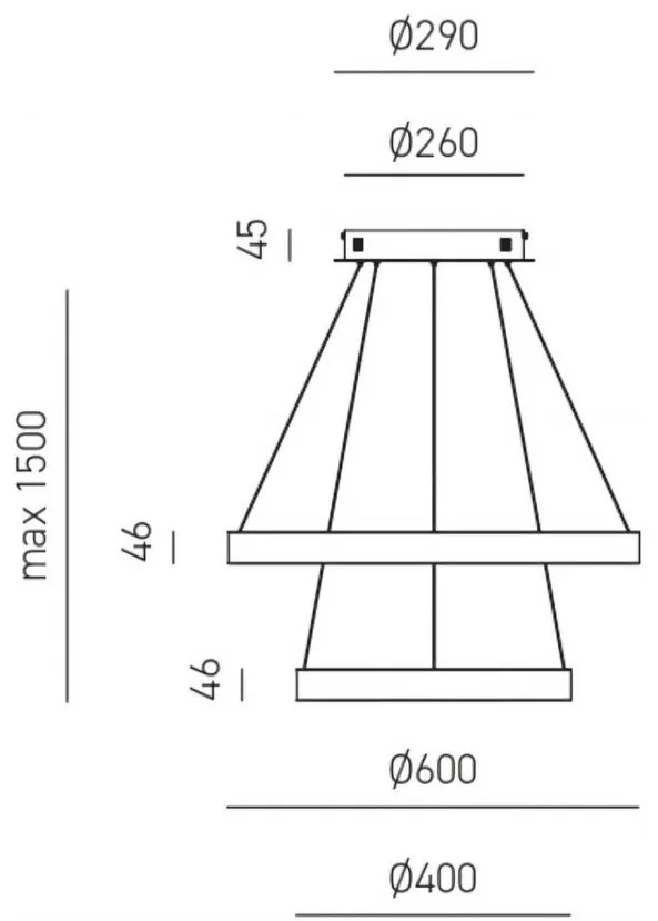 Lustra LED circulara cu 2 inele 60/40cm CRISEIDE, alb, negru sau auriu