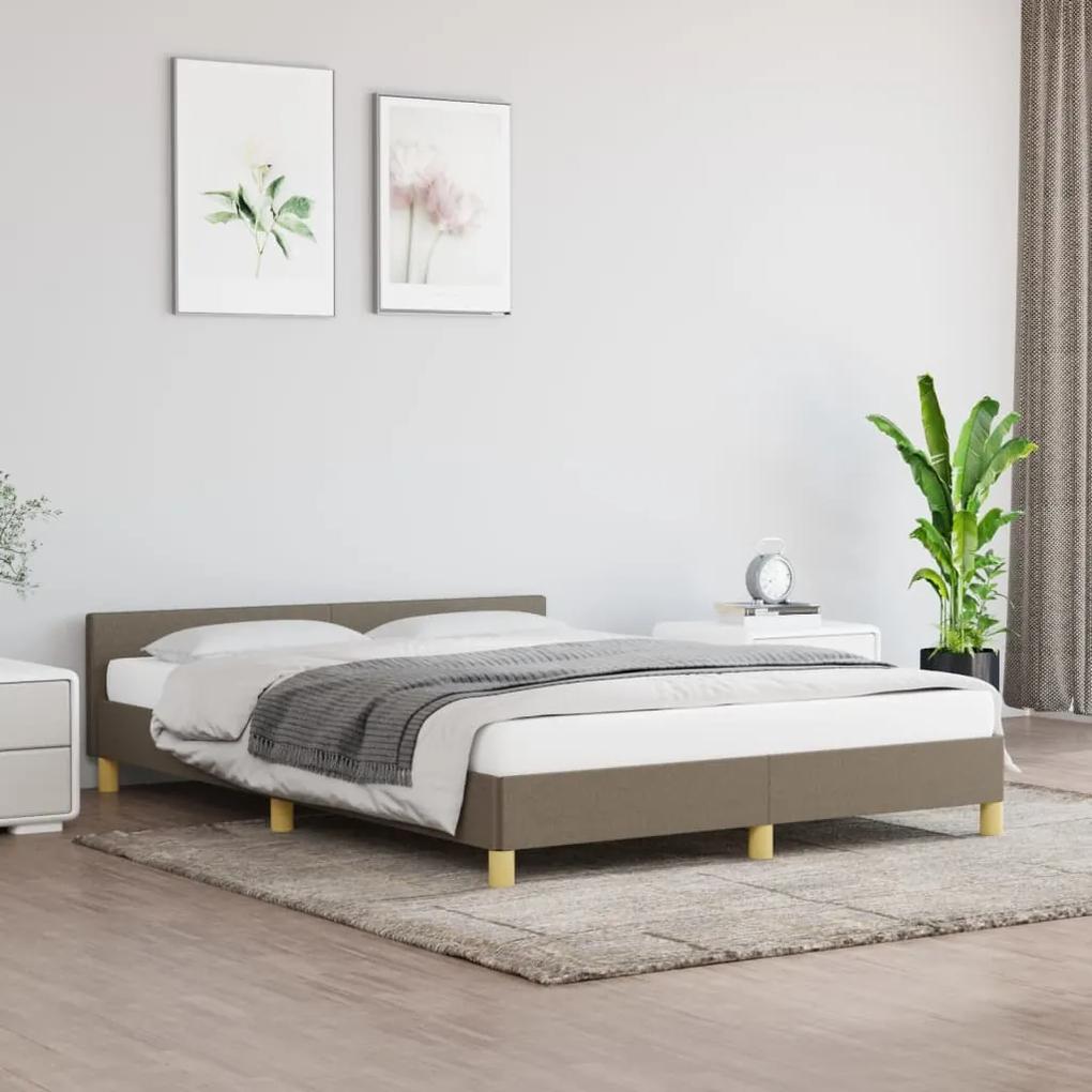 347419 vidaXL Cadru de pat cu tăblie, gri taupe, 140x200 cm, textil