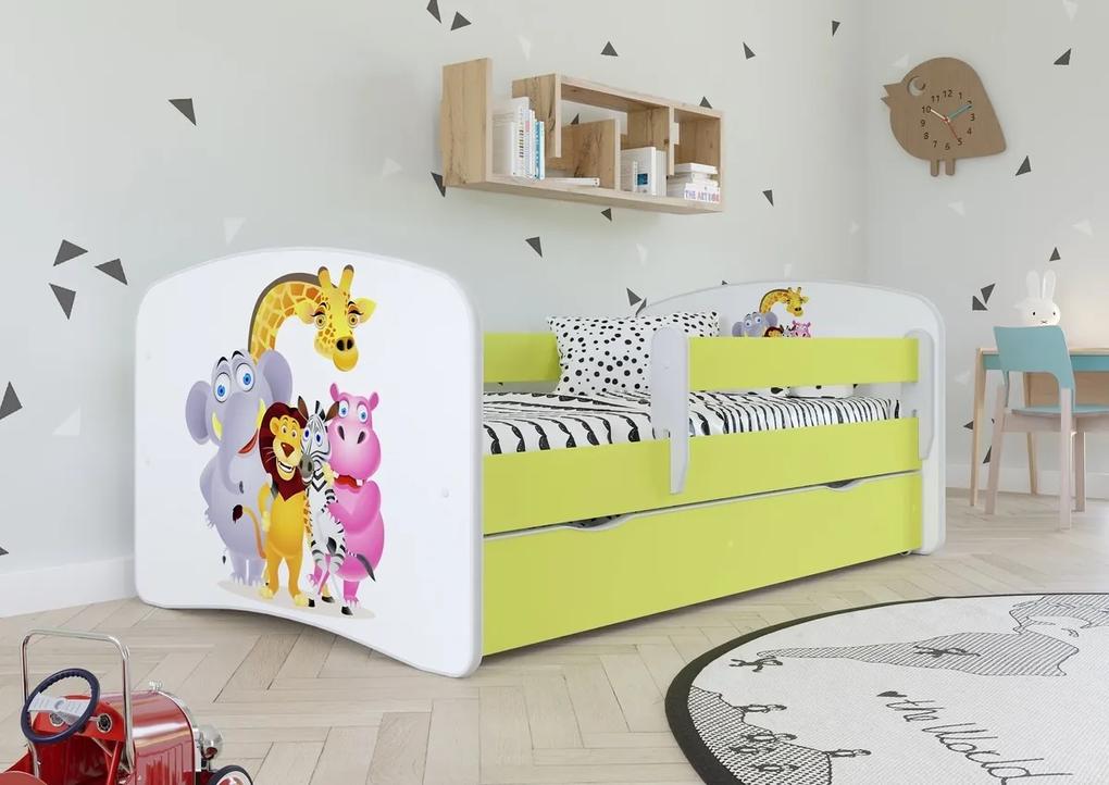 Pat pentru copii Ourbaby cu bariere de siguranta - ZOO II 140x70 cm pat fără spațiu de depozitare