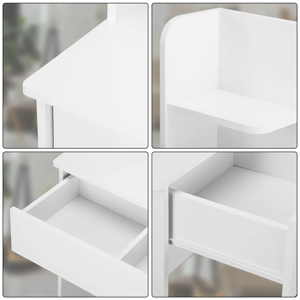 Masă de toaletă LUCIA cu iluminare, 108x40x140cm, alb Jurhan