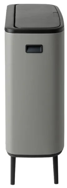 Cos de gunoi Brabantia Bo Touch Hi 1001266, 2x30 L, Perfect langa perete, Reglare picioare, Acoperit cu minerale, Gri