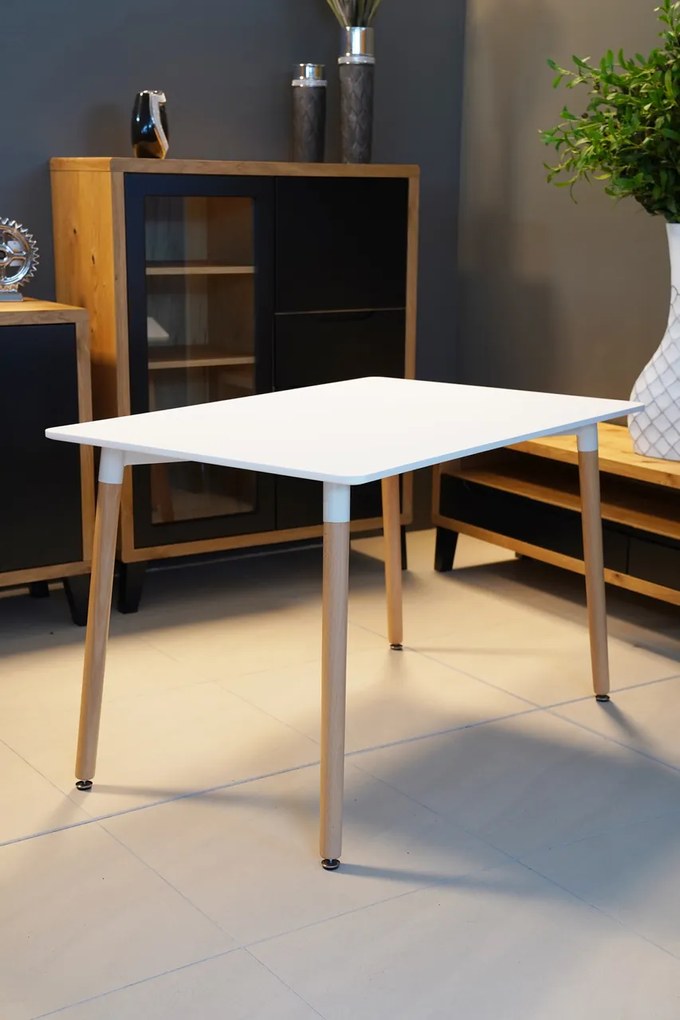 OFERTA Masă de dining alba BERGEN 140x80 cm II. calitate