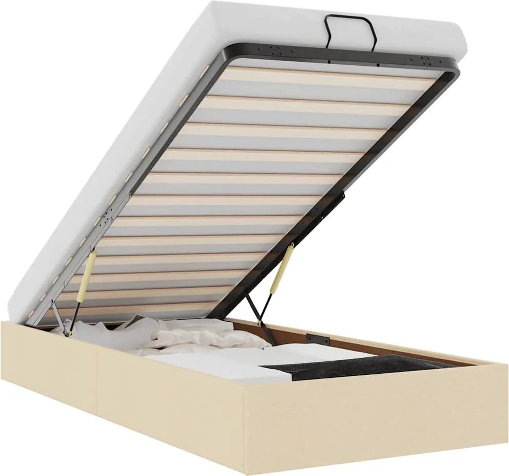 vidaXL Cadru de pat otoman fără saltea cremă 90x200 cm țesătură