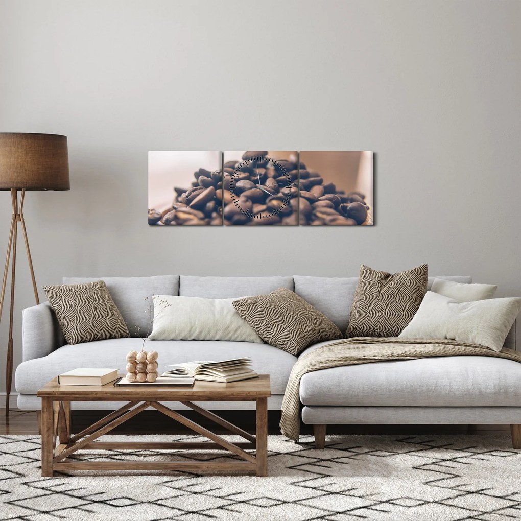 Tabloul cu cafea (cu ceas) (90x30 cm)