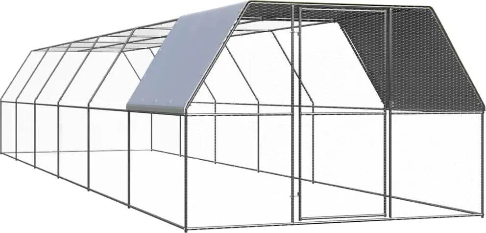 vidaXL Coteț de păsări pentru exterior, 3x12x2 m, oțel zincat